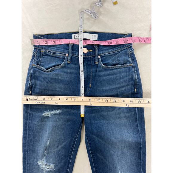 AYR Denim High Rise Skinny Leg Jeans Distressed Medium Blue Wash Capsule Easy - Picture 7 of 8